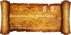Bendekovits Nikoletta névjegykártya