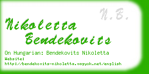 nikoletta bendekovits business card